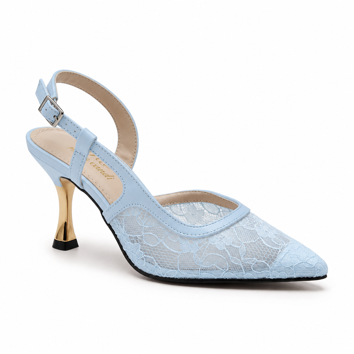 Ivory Lace Slingback Heels H-120