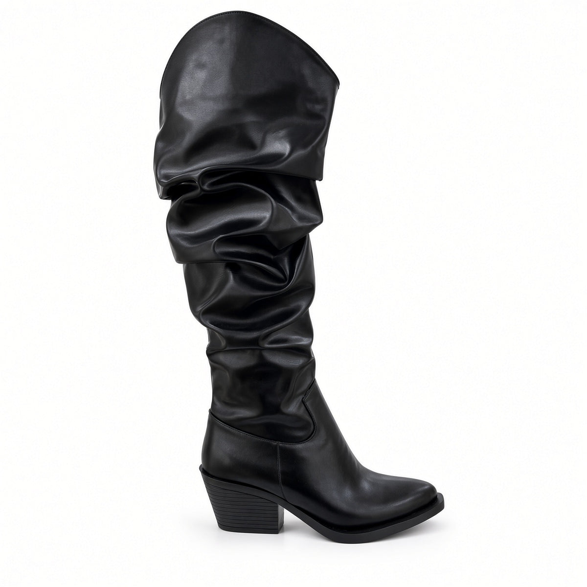 Slouchy Western Block-Heel Tall Boots BO-66