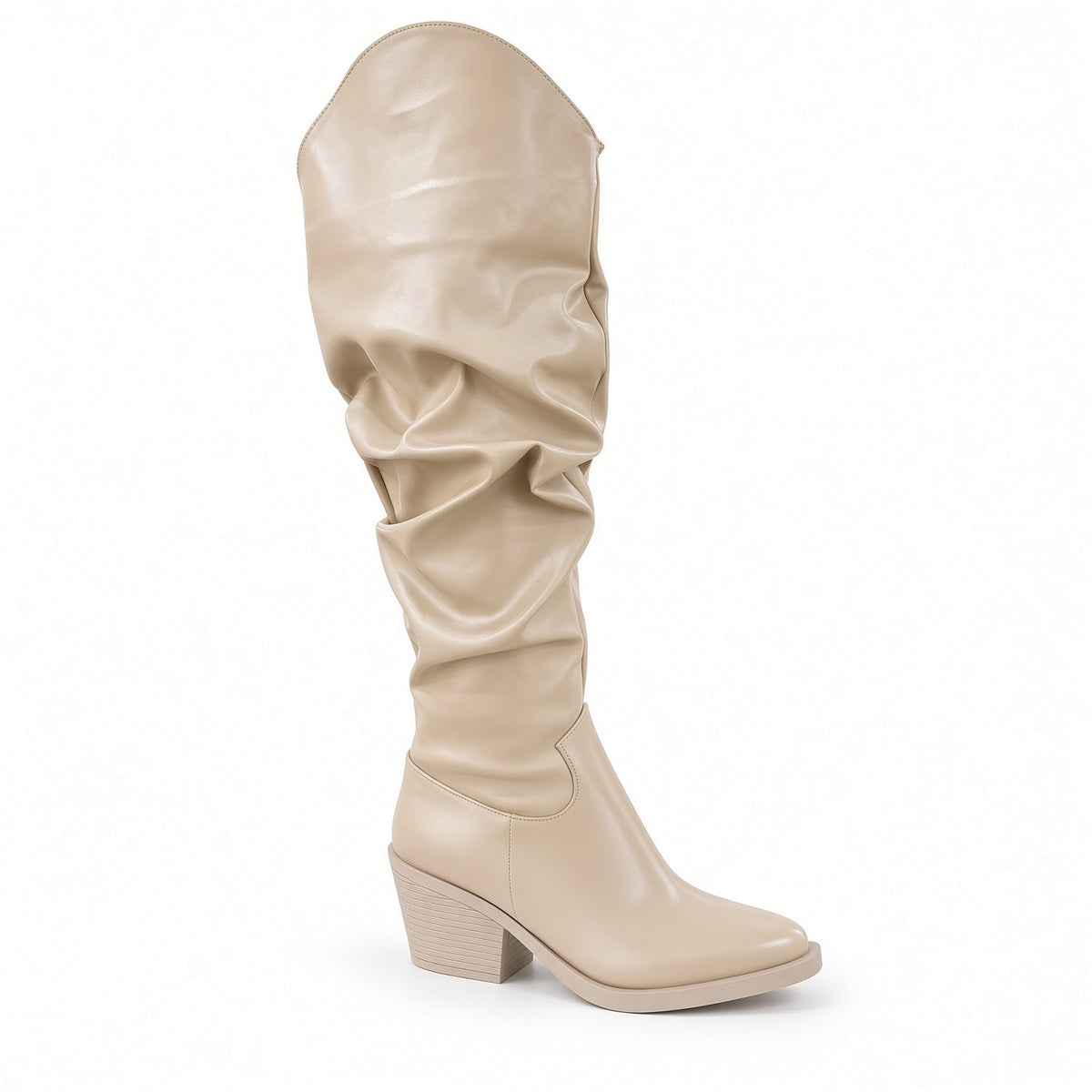 Slouchy Western Block-Heel Tall Boots BO-66