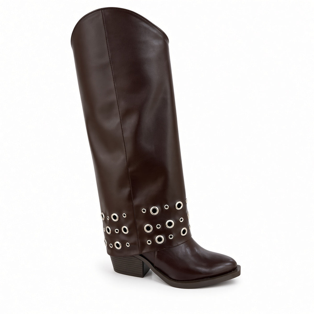 Eyelet-Trim Knee-High Western Boots BO-86