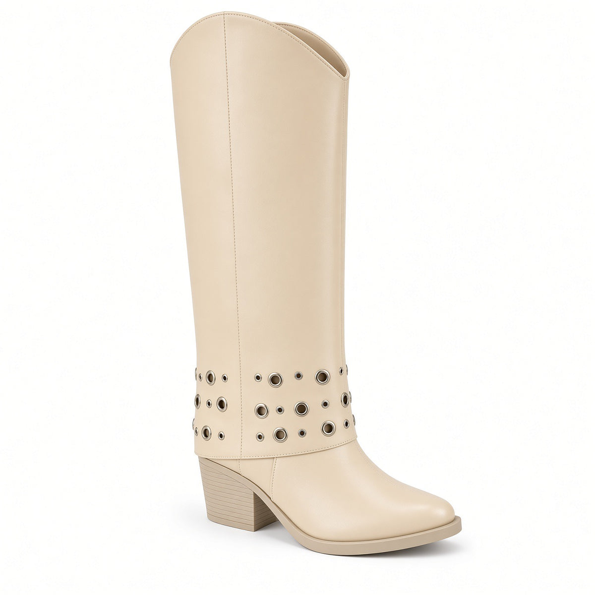 Eyelet-Trim Knee-High Western Boots BO-86