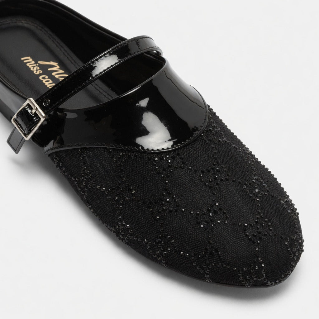 Luna Crystal Mesh Mules c-21