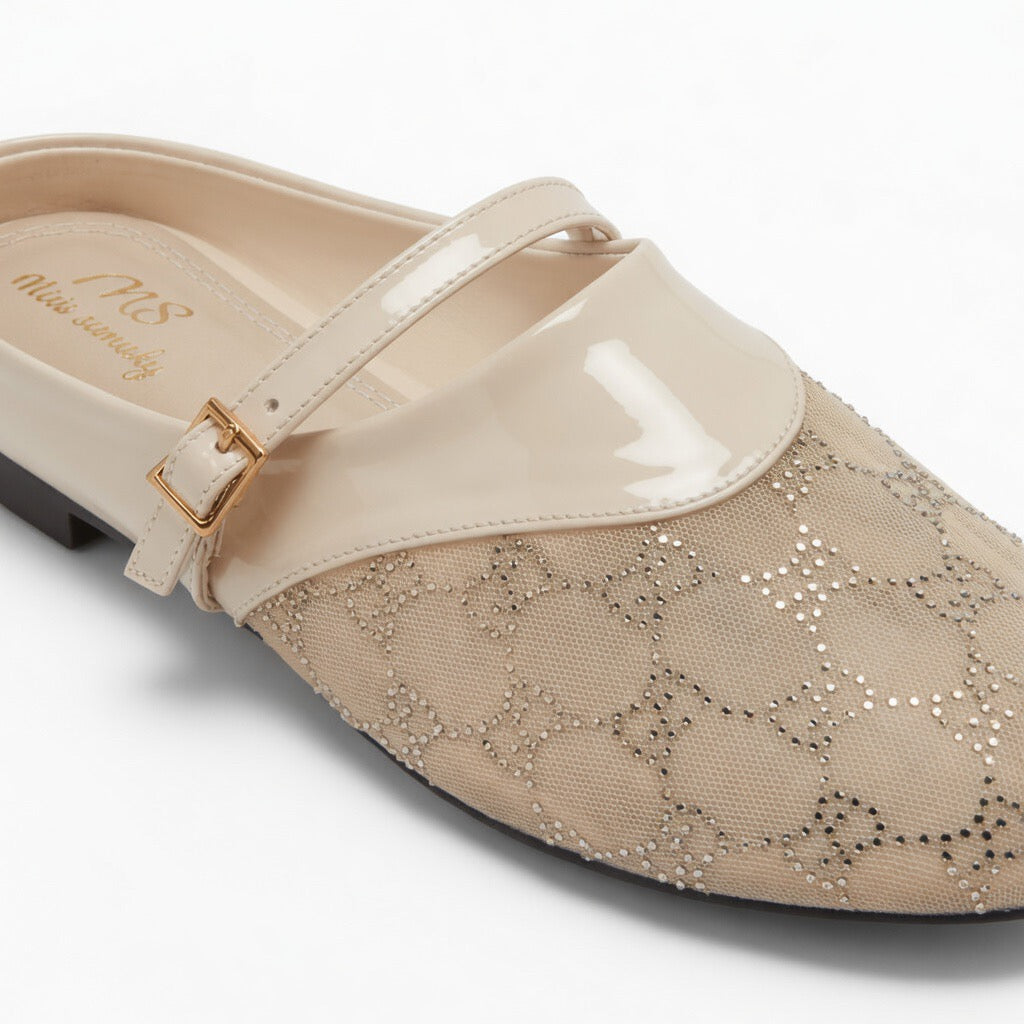 Luna Crystal Mesh Mules c-21