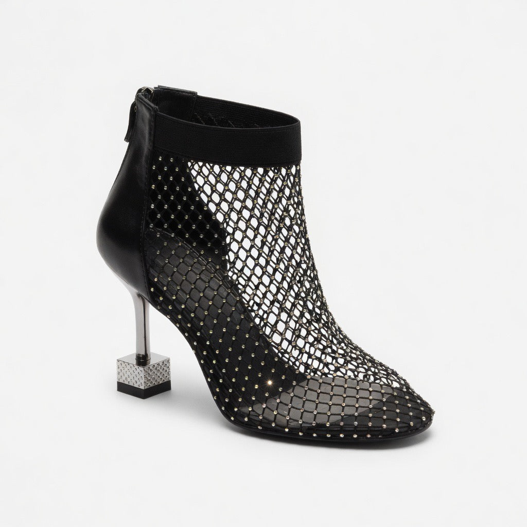 H-68 Midnight Crystal Mesh Heels