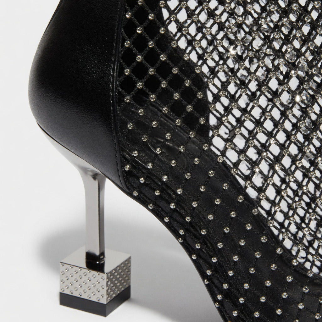 H-68 Midnight Crystal Mesh Heels