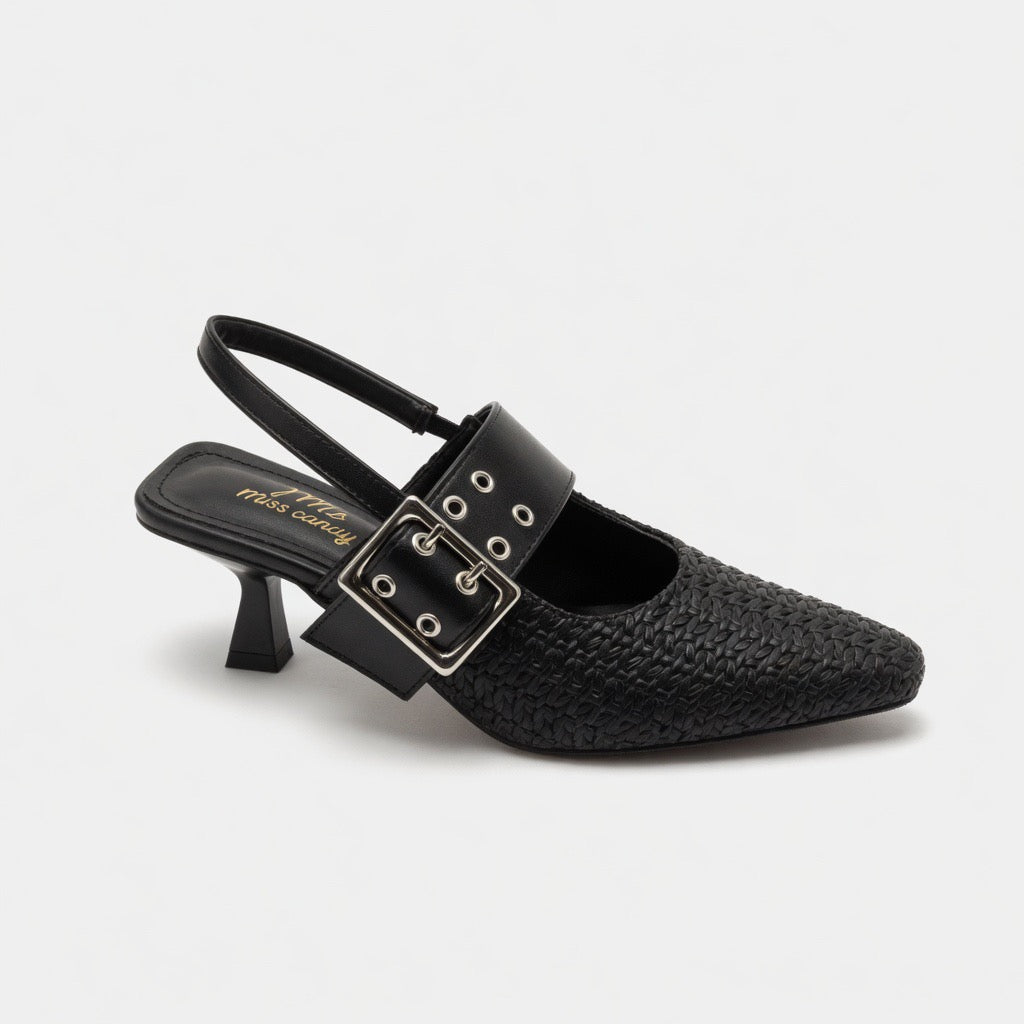 H-109 Ivory Chic Buckle Slingback