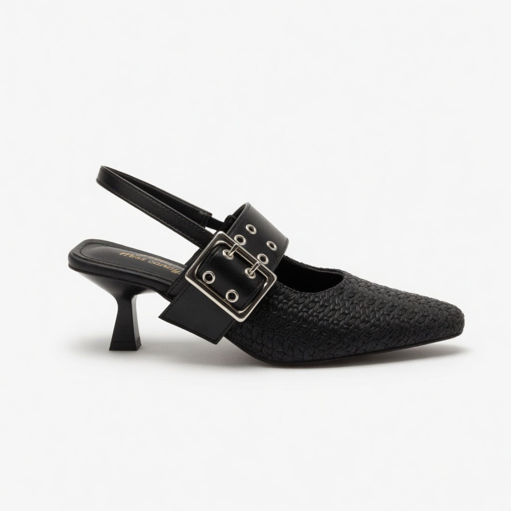 H-109 Ivory Chic Buckle Slingback