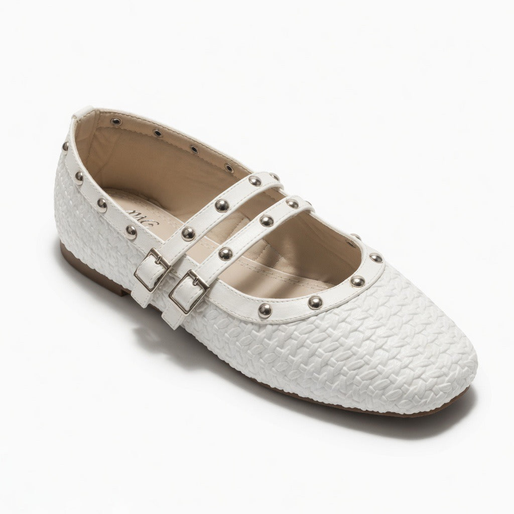 Ivory Studded Grace Flats B-62