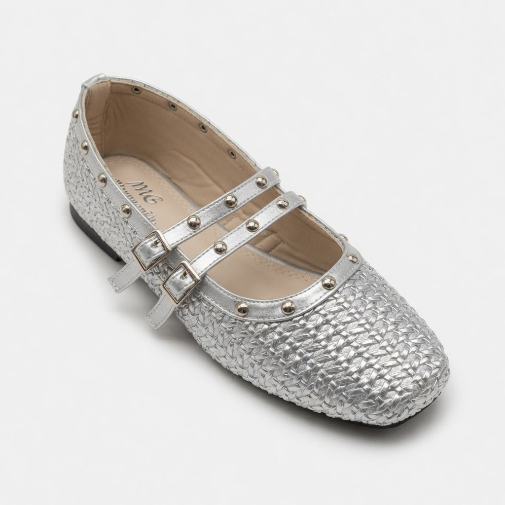 Ivory Studded Grace Flats B-62