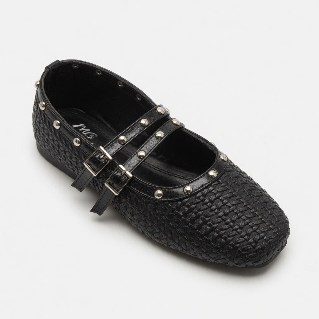 Ivory Studded Grace Flats B-62