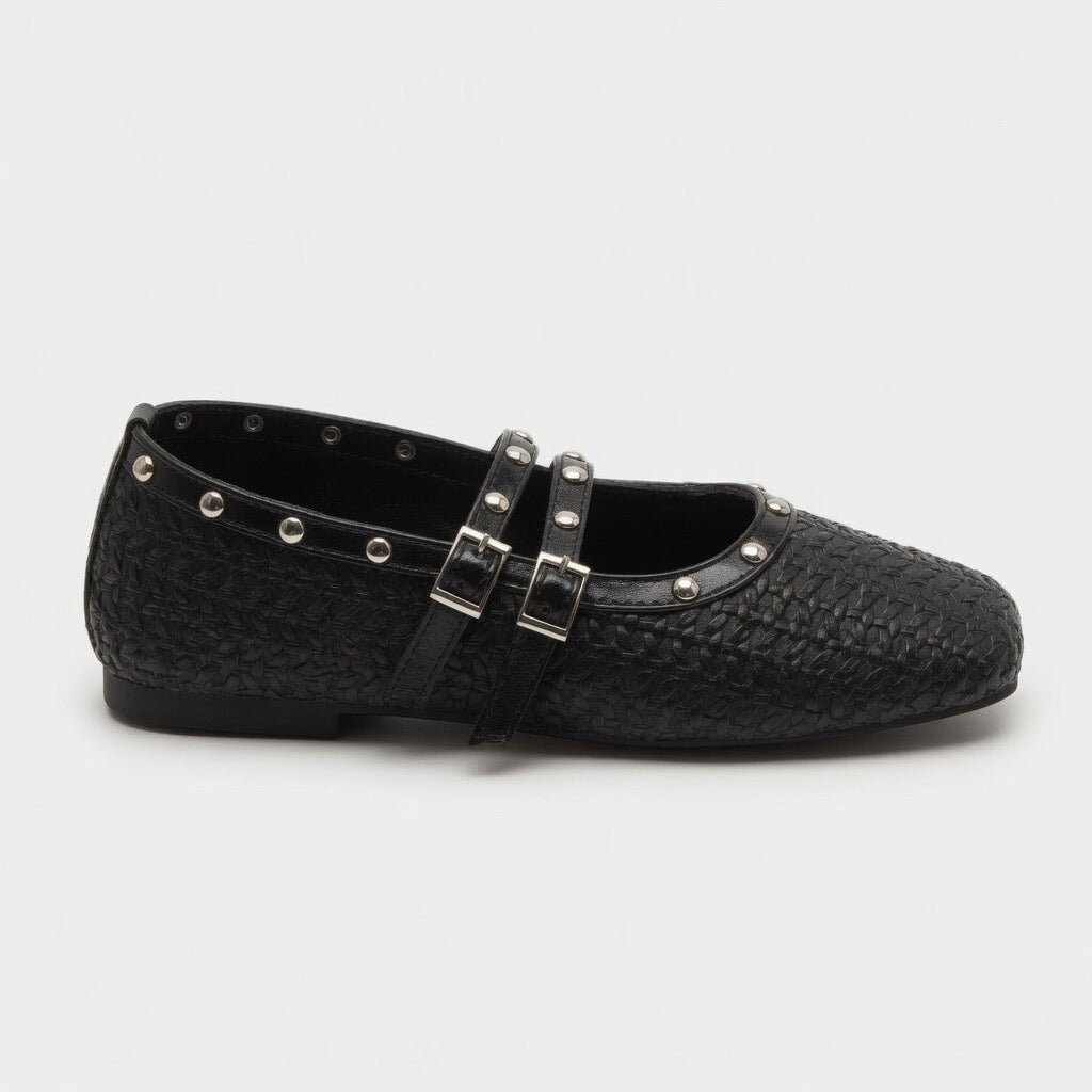 Ivory Studded Grace Flats B-62