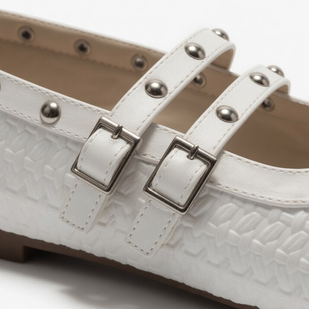 Ivory Studded Grace Flats B-62