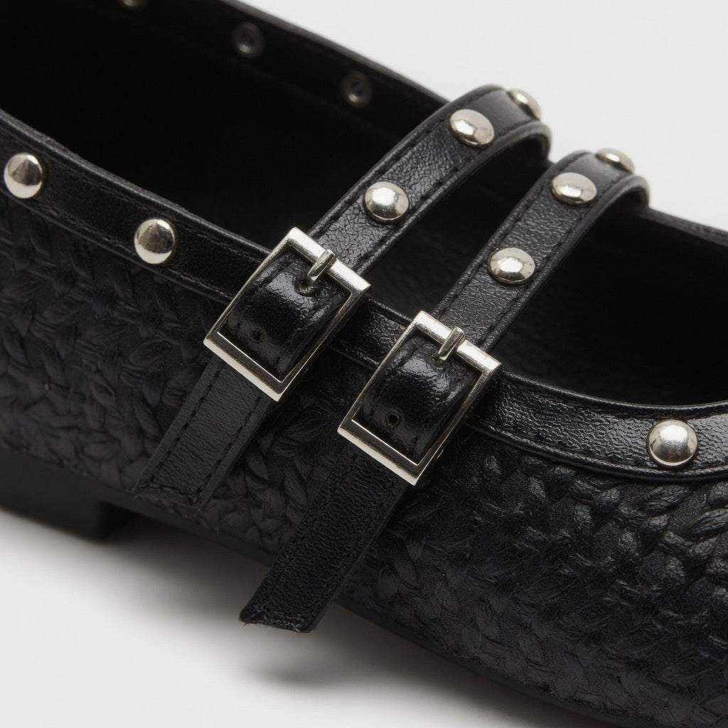 Ivory Studded Grace Flats B-62