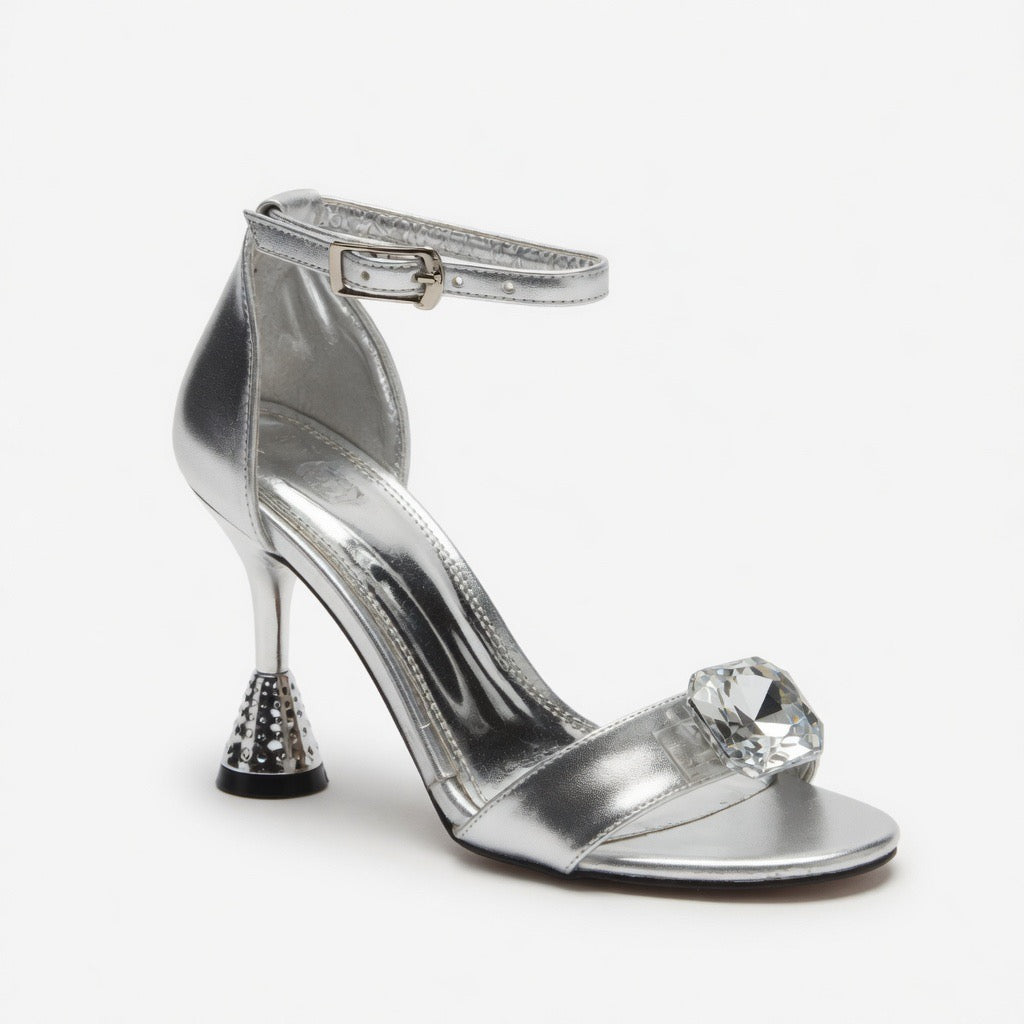 Diamond Glow Silver Heels h-77