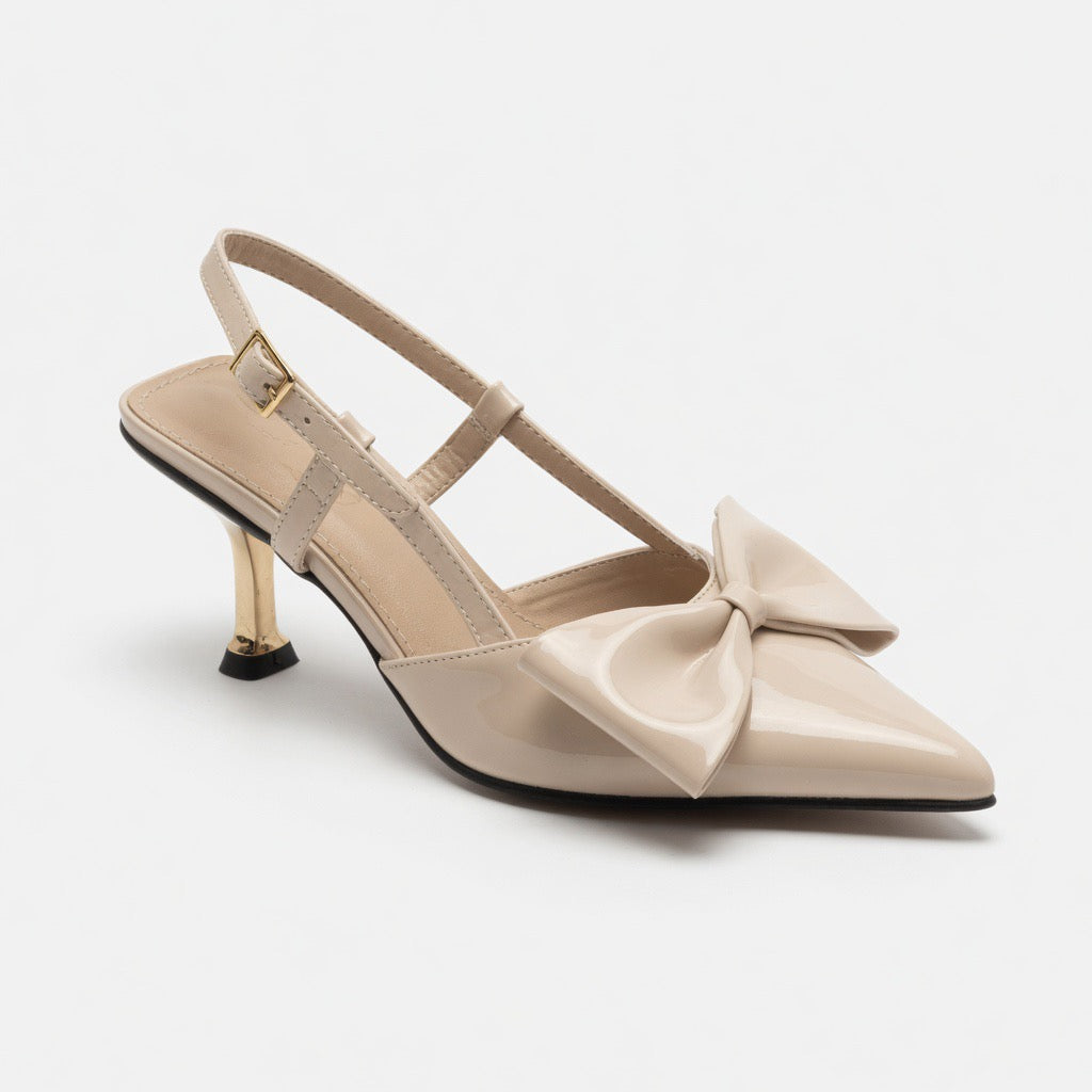 Ivory Bow Charm Heels h-66