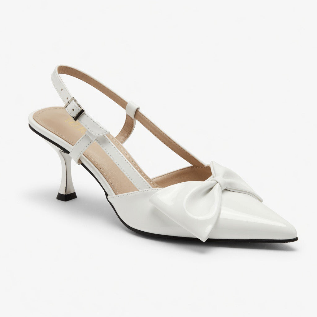 Ivory Bow Charm Heels h-66