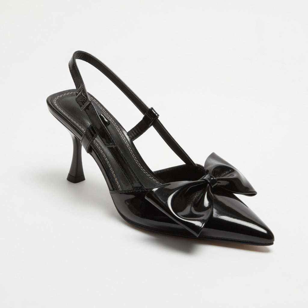 Ivory Bow Charm Heels h-66