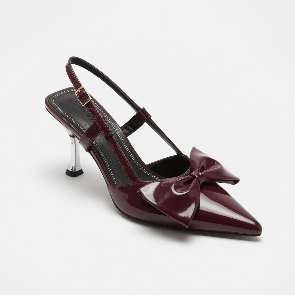 Ivory Bow Charm Heels h-66