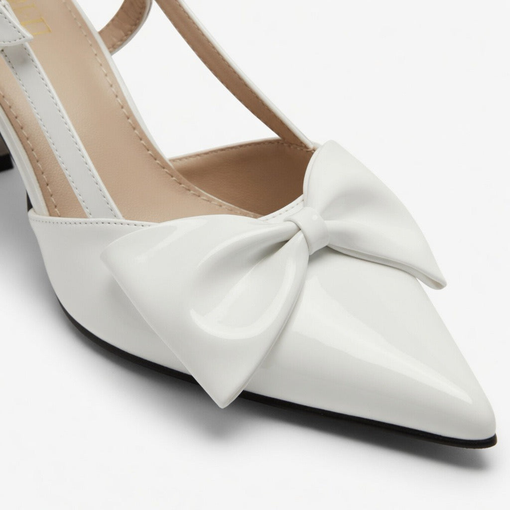 Ivory Bow Charm Heels h-66
