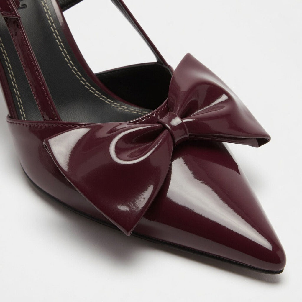 Ivory Bow Charm Heels h-66