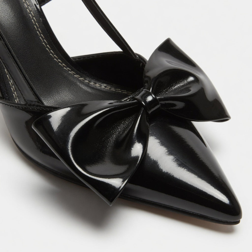 Ivory Bow Charm Heels h-66
