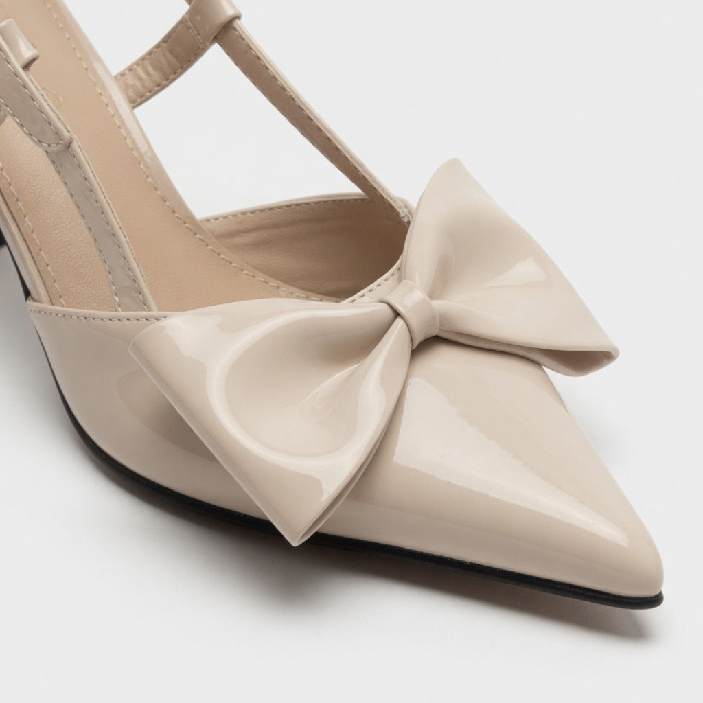 Ivory Bow Charm Heels h-66