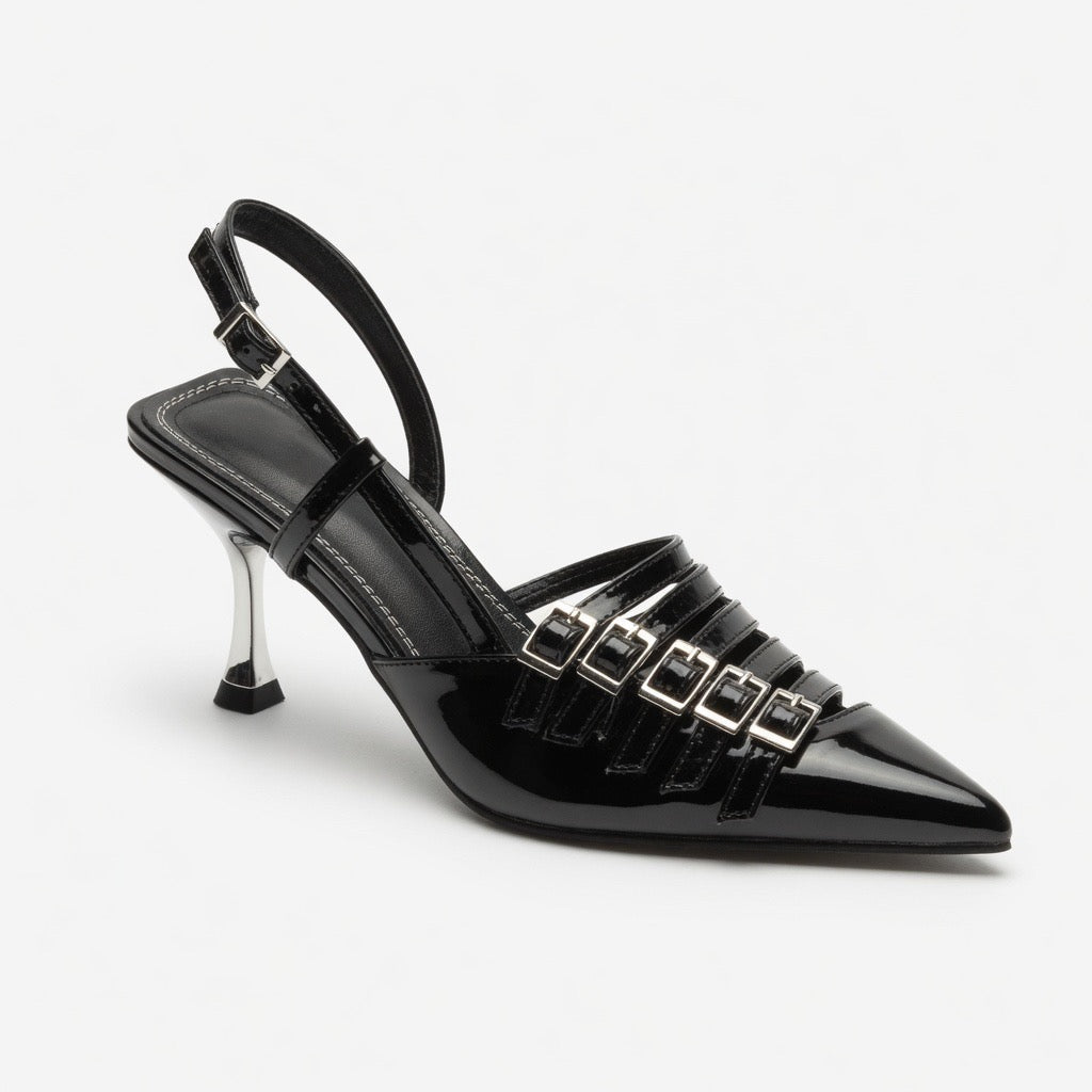 Midnight Buckle Muse Heels h-75