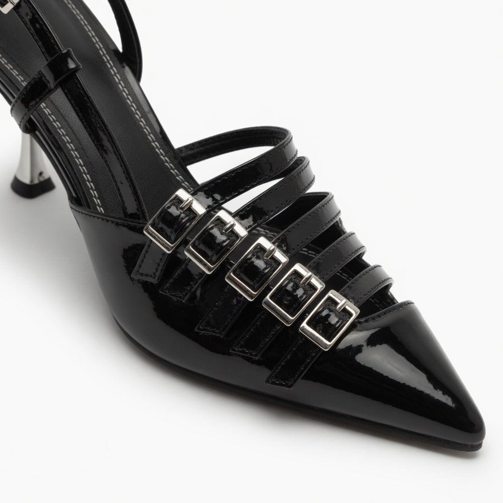 Midnight Buckle Muse Heels h-75