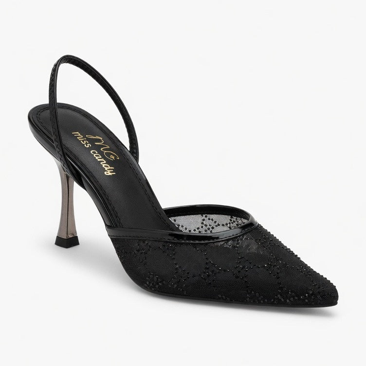 Midnight Stardust Sling Heels H-117