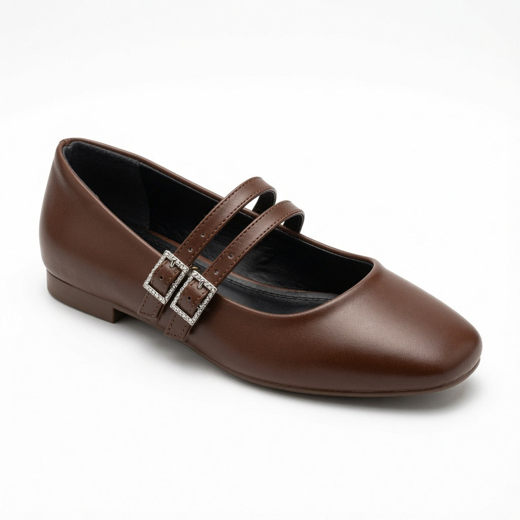 Belle Double-Strap Flats b-45
