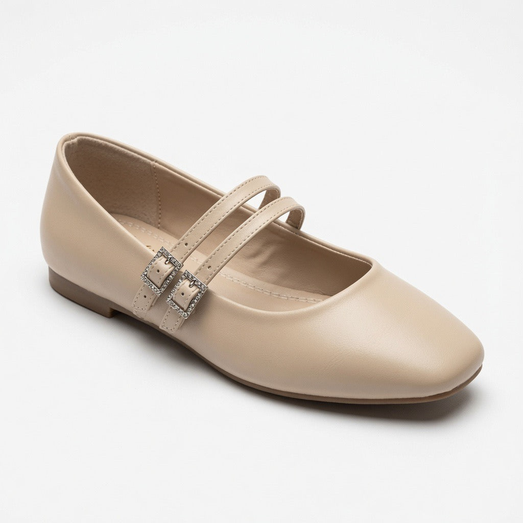 Belle Double-Strap Flats b-45