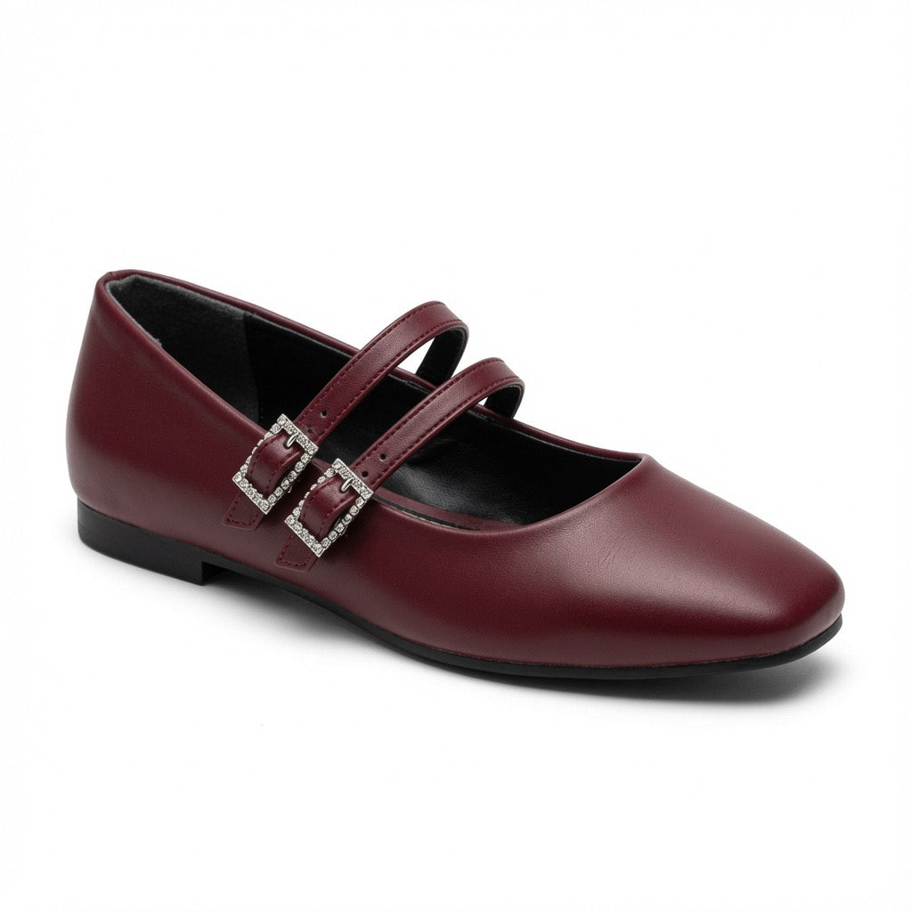 Belle Double-Strap Flats b-45