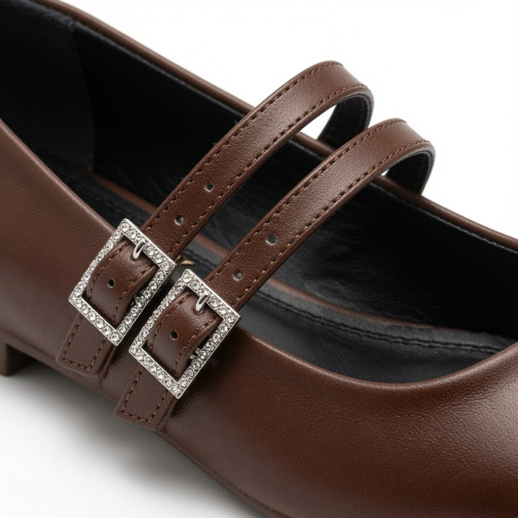 Belle Double-Strap Flats b-45