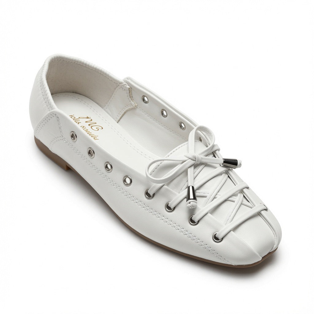 Bordeaux Lace-Up Ballet Flats b-64