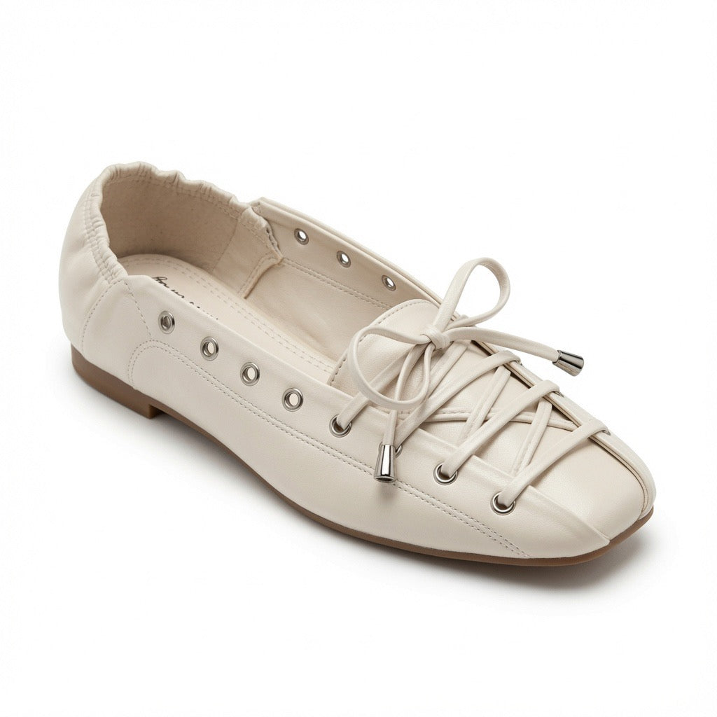 Bordeaux Lace-Up Ballet Flats b-64