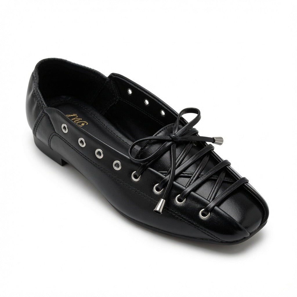 Bordeaux Lace-Up Ballet Flats b-64