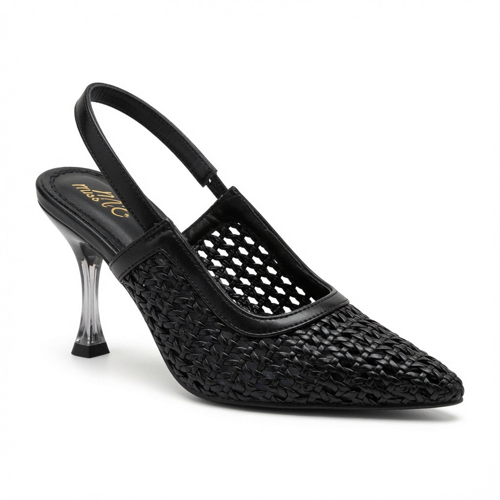 Bordeaux Woven Elegance Sling Heels h-121