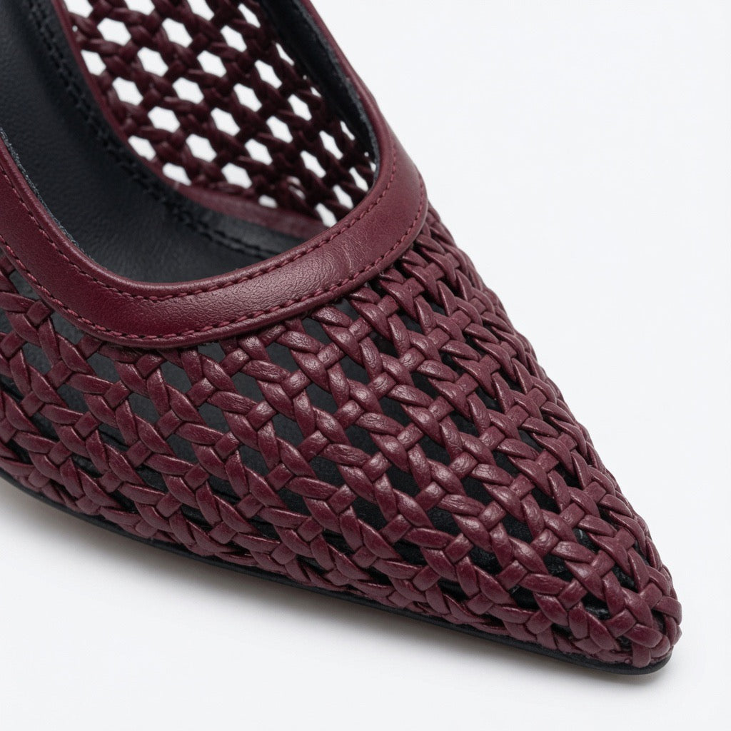 Bordeaux Woven Elegance Sling Heels h-121