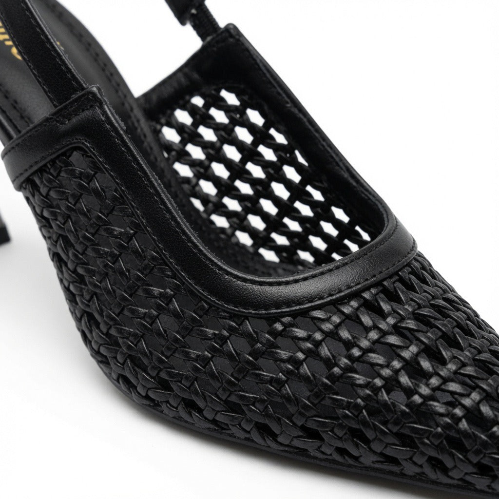 Bordeaux Woven Elegance Sling Heels h-121