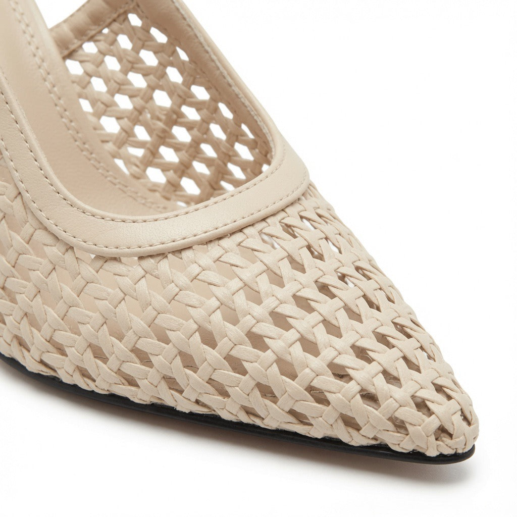 Bordeaux Woven Elegance Sling Heels h-121