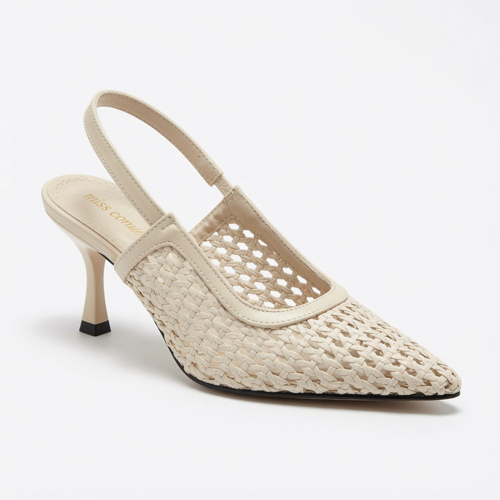 Bordeaux Woven Elegance Sling Heels h-121