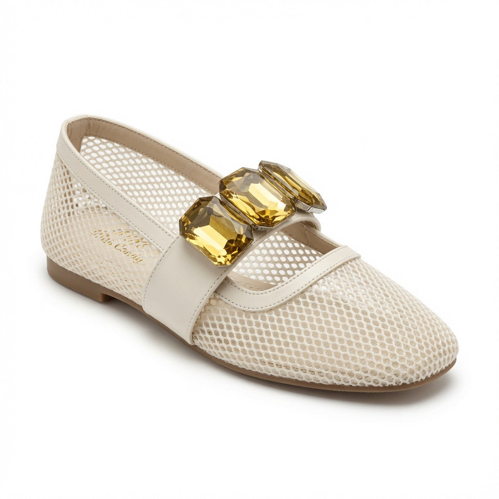 Crystal Mesh Mary Jane Flats B-53