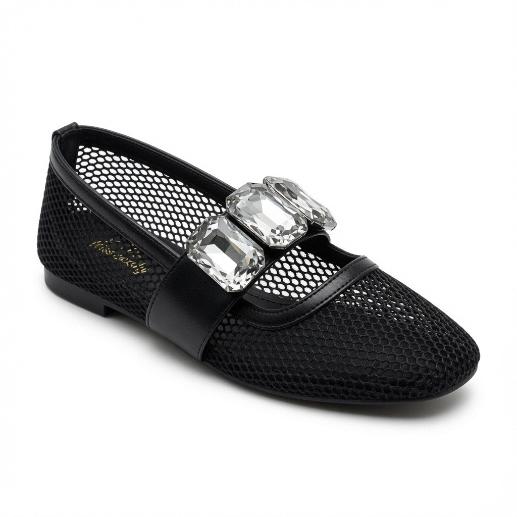 Crystal Mesh Mary Jane Flats B-53