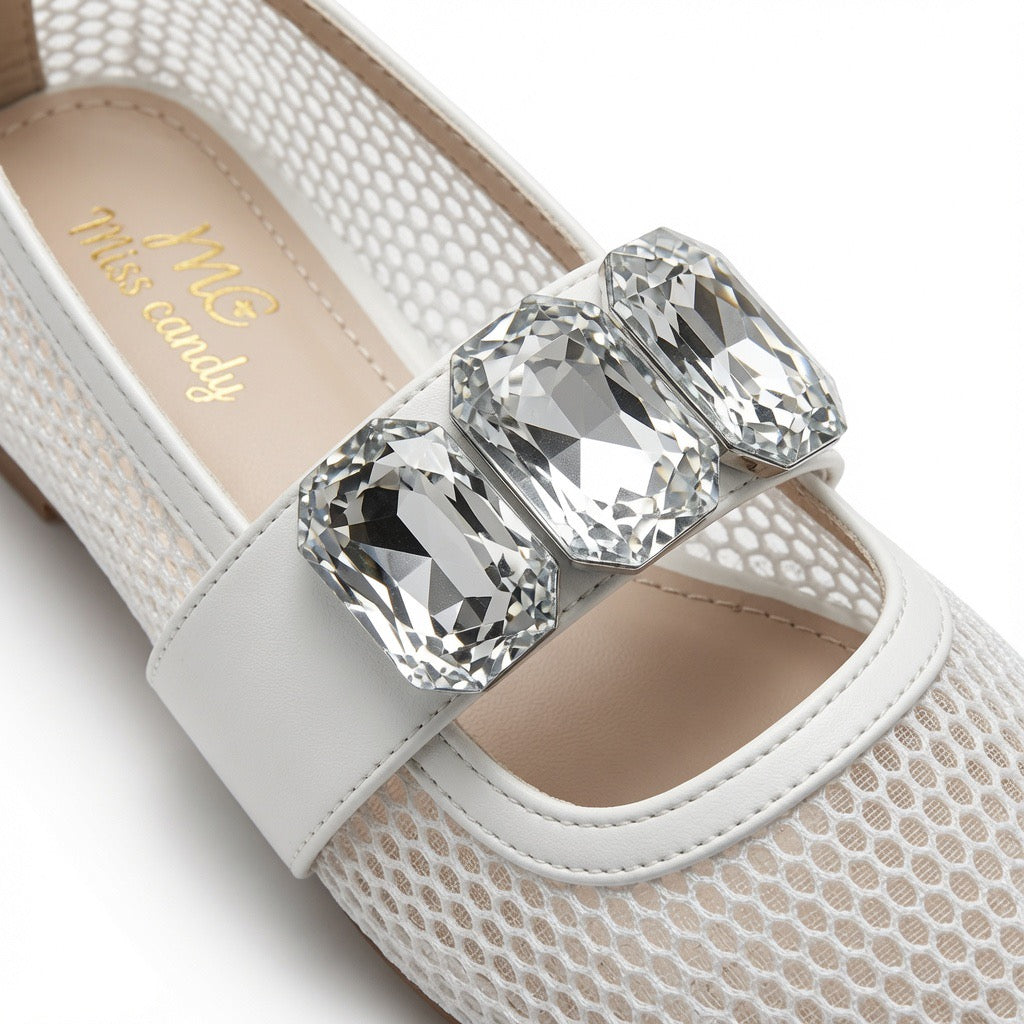 Crystal Mesh Mary Jane Flats B-53