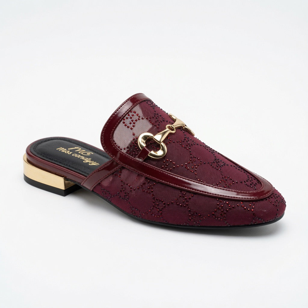 Crystal Lace Horsebit Mule Loafers c-26