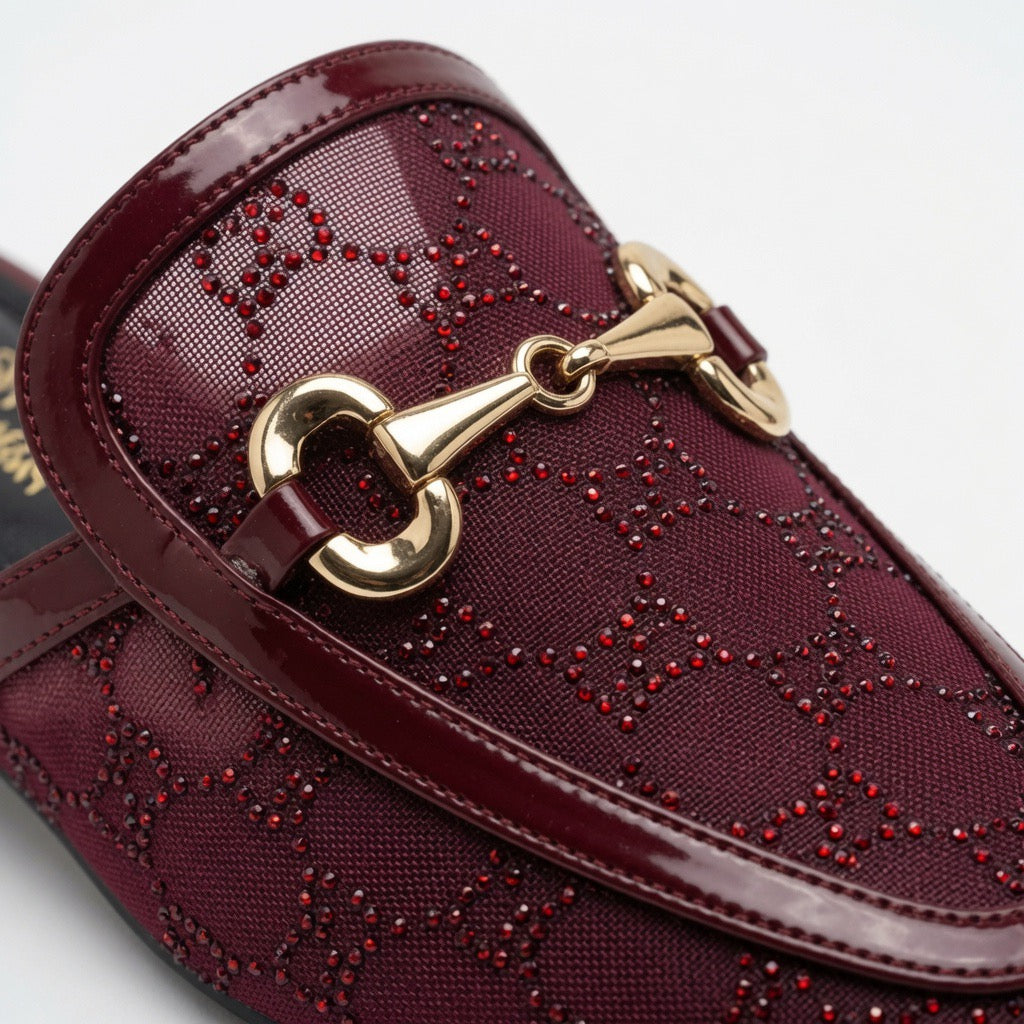 Crystal Lace Horsebit Mule Loafers c-26