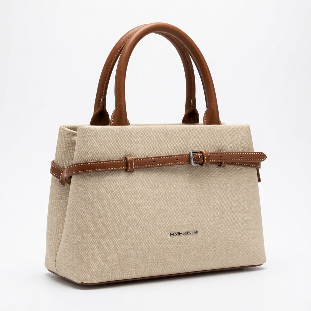 Canvas Belted Structured Tote Bag ba-529