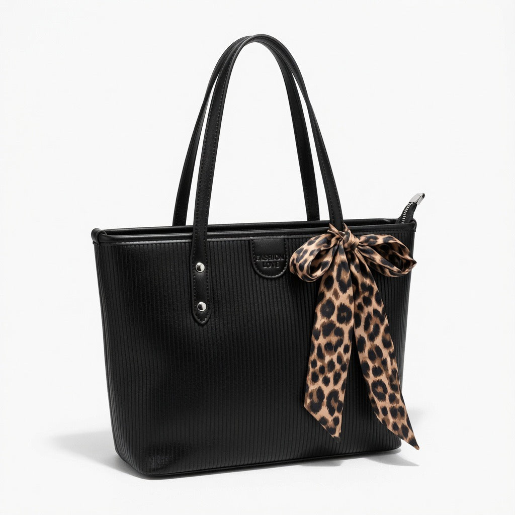 Leopard Scarf Textured Tote Bag BA-526