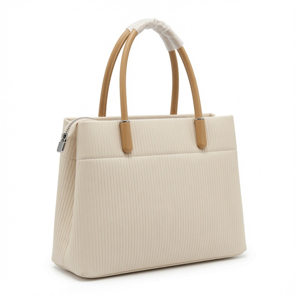 Pleated Tote Bag with Leopard Scarf BA-525