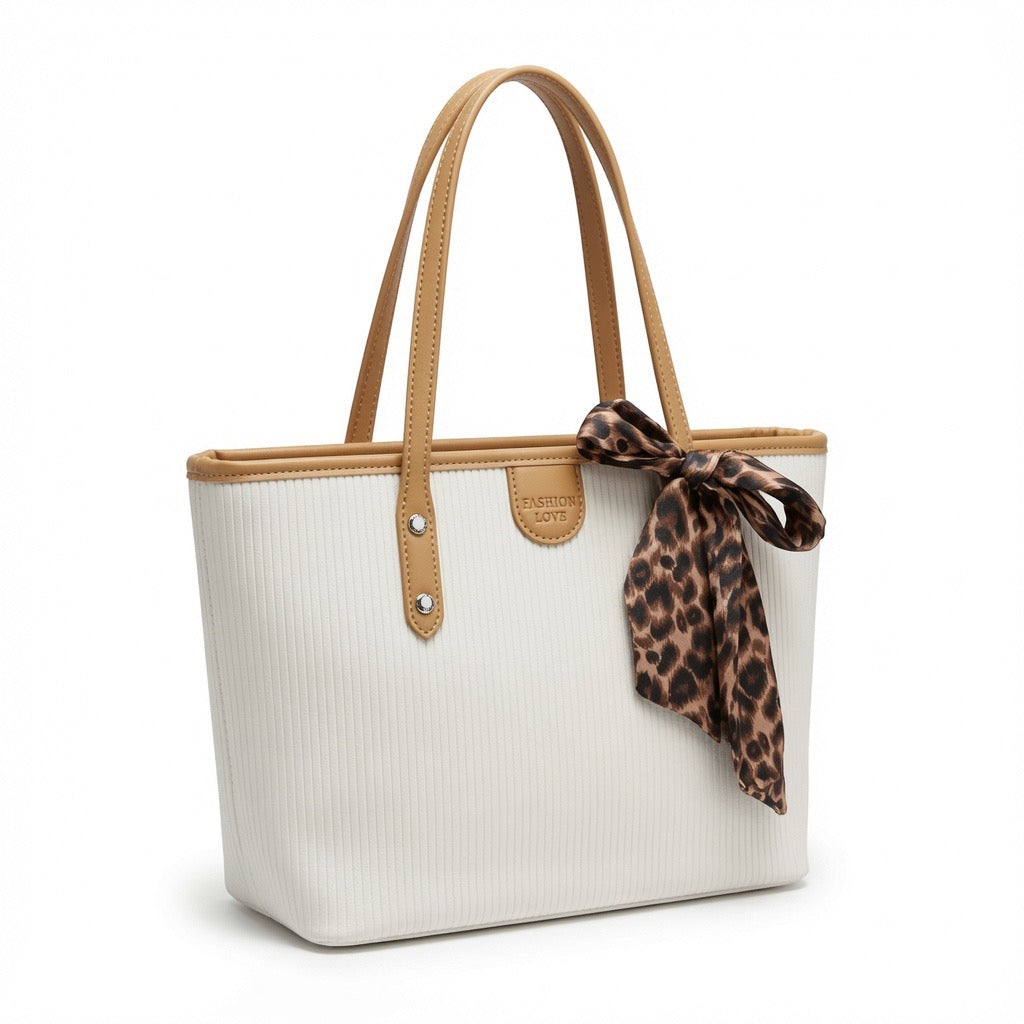 Leopard Scarf Textured Tote Bag BA-526
